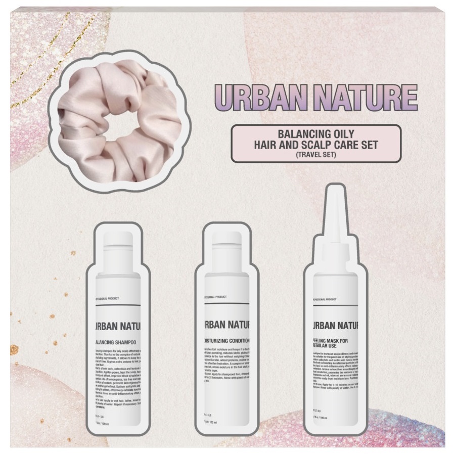 Urban Nature Подарочный набор для ухода за жирной кожей головы и волосами, travel-формат (Urban Nature, Наборы)