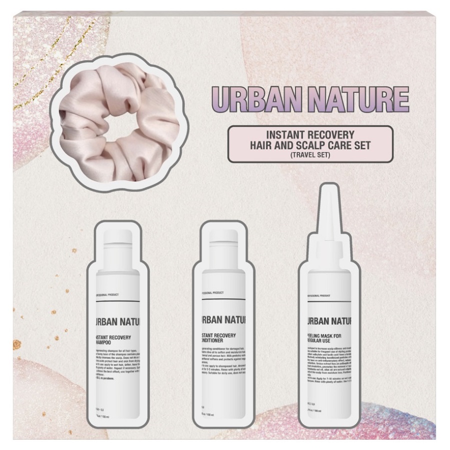 цена Urban Nature Подарочный набор для ухода за волосами и кожей головы «Мгновенное восстановление», travel-формат (Urban Nature, Наборы)