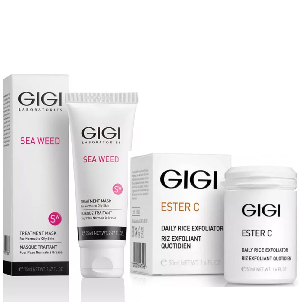 GiGi Набор для проблемной кожи: эксфолиант 50 мл + маска 75 мл (GiGi, Sea Weed) gigi набор для очищения кожи эксфолиант 50 мл гель 200 мл gigi ester c