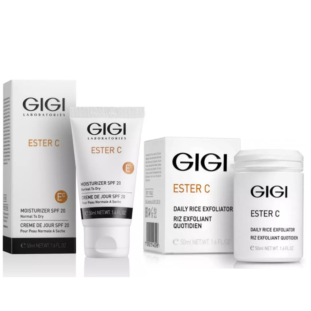 GiGi Набор для ухода за кожей лица: эксфолиант 50 мл + крем SPF20 50 мл (GiGi, Ester C)