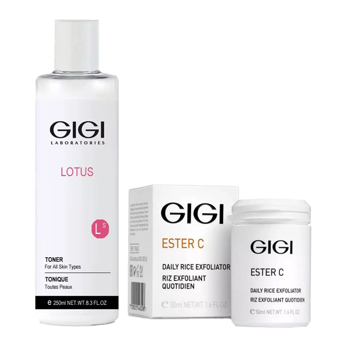 GiGi Набор Очищение и увлажнение: эксфолиант 50 мл + тоник 250 мл (GiGi, Lotus Beauty) gigi подарочный набор gigi крем увлажняющий 100 мл тоник 250 мл gigi lotus beauty