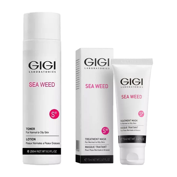 GiGi Набор для ухода за кожей лица: тоник 250 мл + маска лечебная 75 мл (GiGi, Sea Weed)