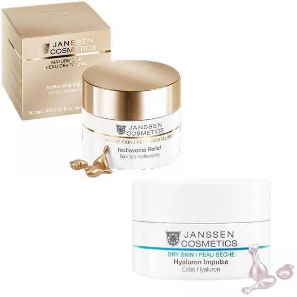 Janssen Cosmetics Набор Увлажнение и лифтинг: концентрат с гиаулуроновой кислотой 10 шт + капсулы с фитоэстрогенами 10 шт (Janssen Cosmetics, Capsules)