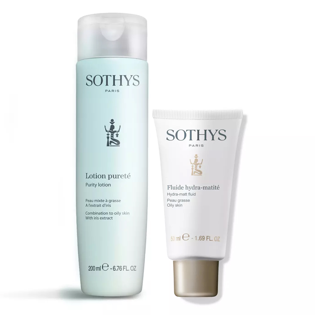 Sothys Набор для жирной кожи лица: флюид 50 мл + тоник 200 мл (Sothys, Oily Skin) цена и фото