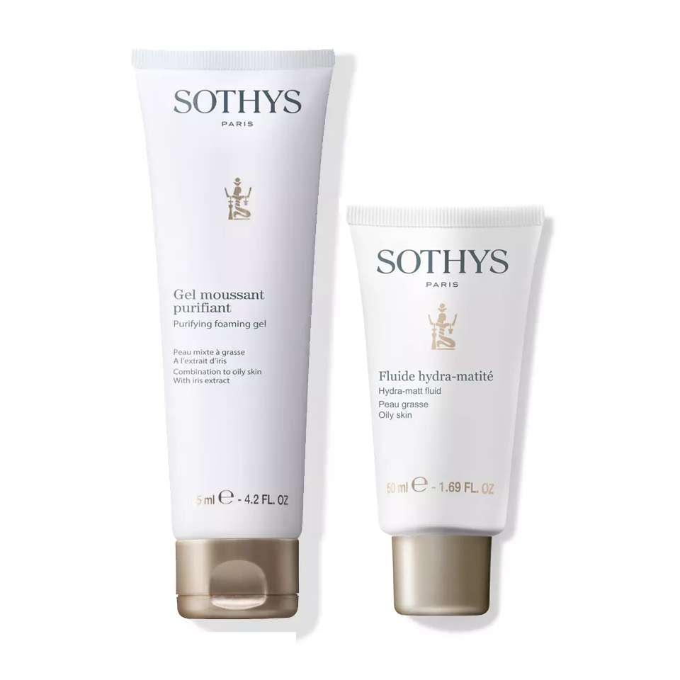 Sothys Набор для жирной кожи лица: гель-мусс 125 мл + флюид 50 мл (Sothys, Cleansers  Lotions)