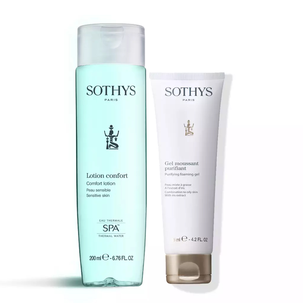 Sothys Набор для ежедневного ухода за чувствительной кожей: гель-мусс 125 мл + тоник 200 мл (Sothys, Cleansers  Lotions)