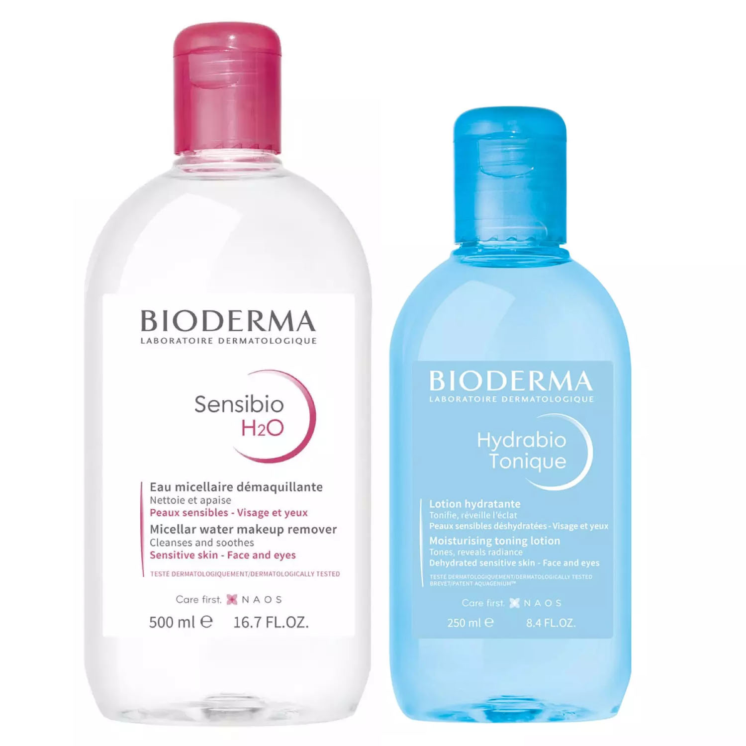 Bioderma Набор для ежедневного очищения кожи: лосьон, 250 мл + мицеллярная вода, 500 мл (Bioderma, Sensibio) мицеллярная вода для лица bioderma hydrabio н2о 100 мл