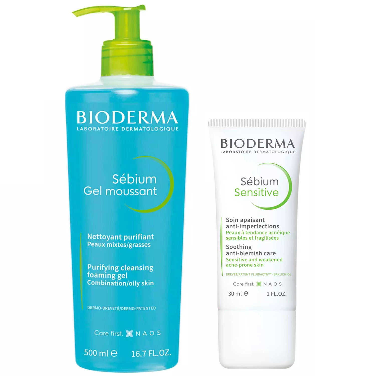 Bioderma Набор для ежедневного ухода для жирной кожи: гель, 500 мл + крем, 30 мл (Bioderma, Sebium) bioderma набор для жирной кожи гель 500 мл крем 30 мл bioderma sebium