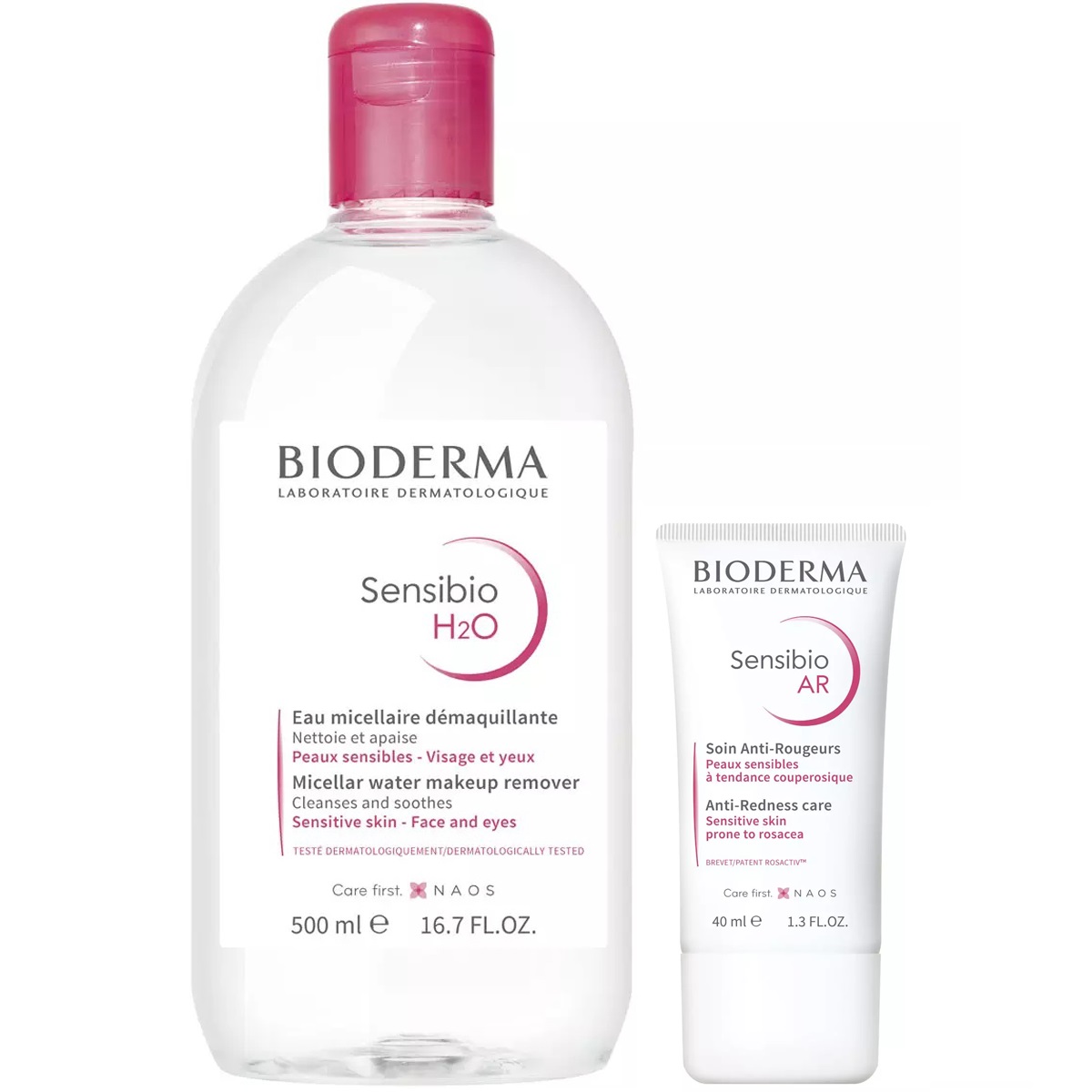 Bioderma Набор для ежедневного ухода за чувствительной кожей: крем, 40 мл + мицеллярная вода, 500 мл (Bioderma, Sensibio) bioderma sensibio ar крем 40 мл