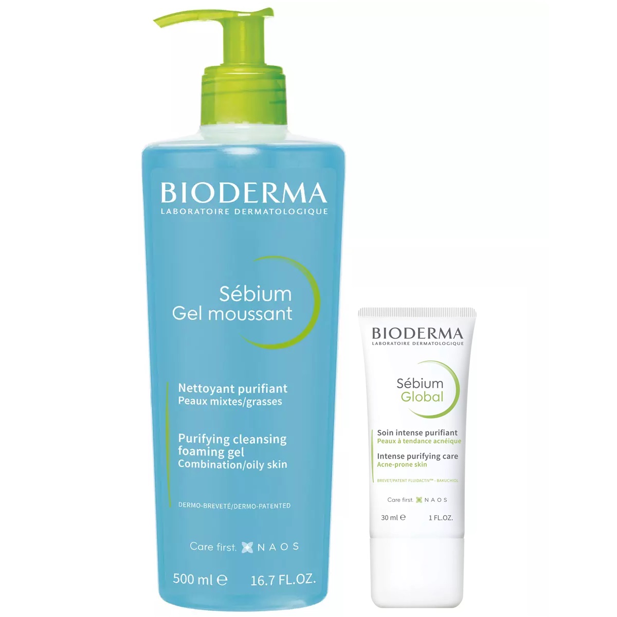 Bioderma Набор для жирной кожи: гель, 500 мл + крем, 30 мл (Bioderma, Sebium) концентрат для лица bioderma гель крем для проблемной кожи против воспалений и черных точек sebium kerato