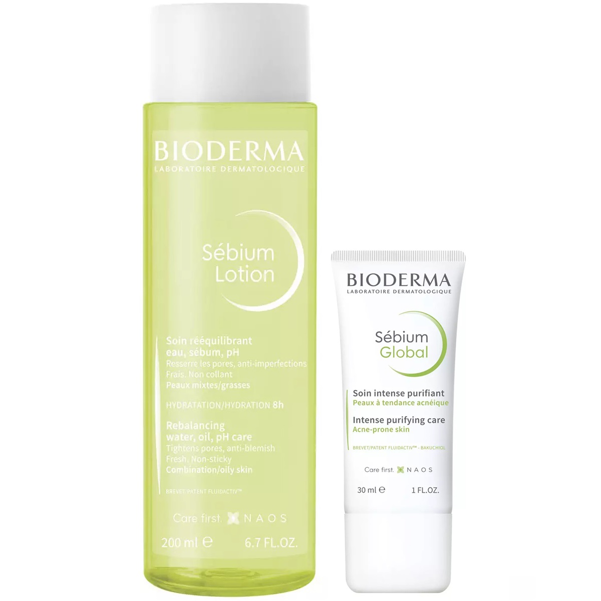 цена Bioderma Набор для жирной кожи: лосьон, 200 мл + крем, 30 мл (Bioderma, Sebium)
