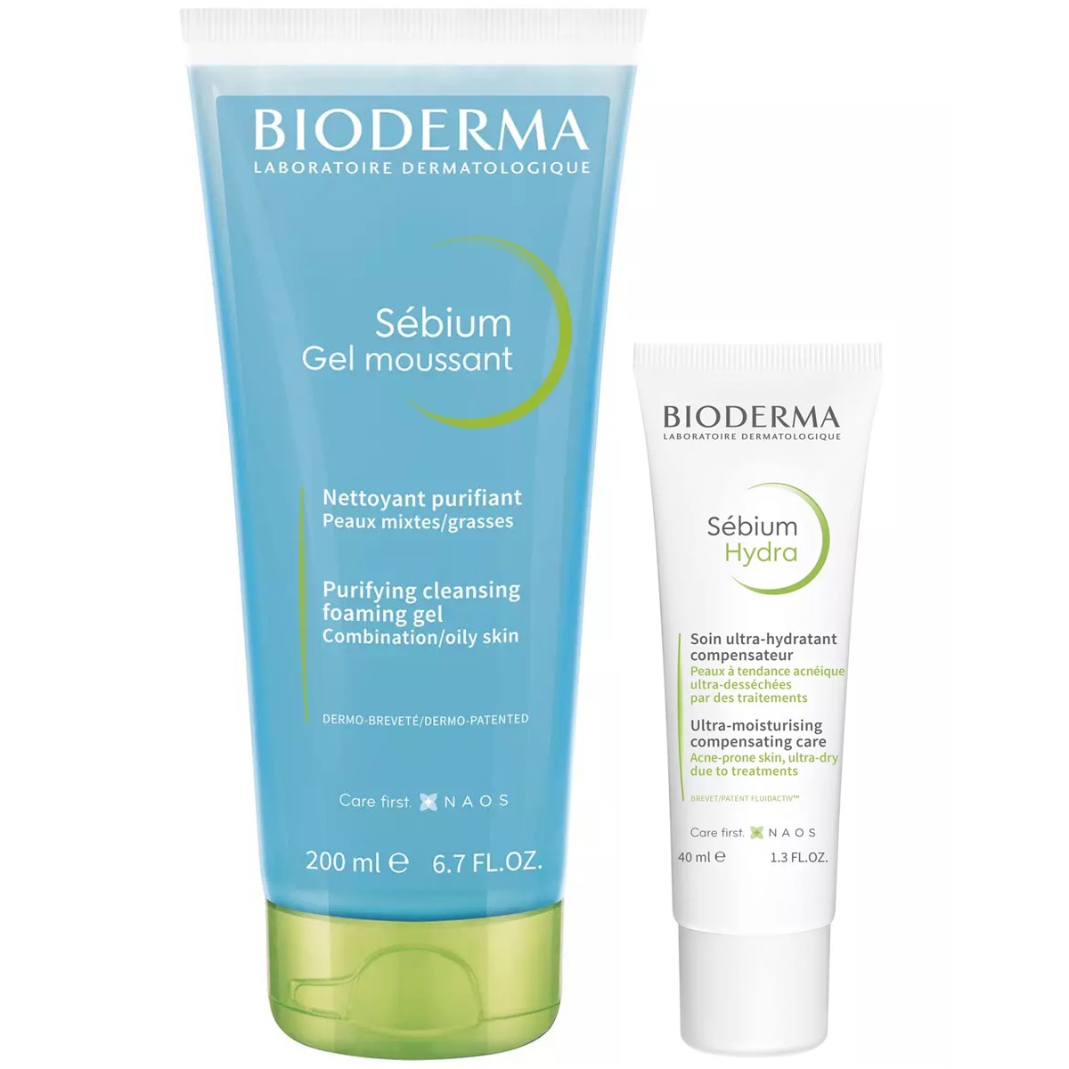 Bioderma Набор для жирной кожи: очищающий гель, 200 мл + крем, 40 мл (Bioderma, Sebium)