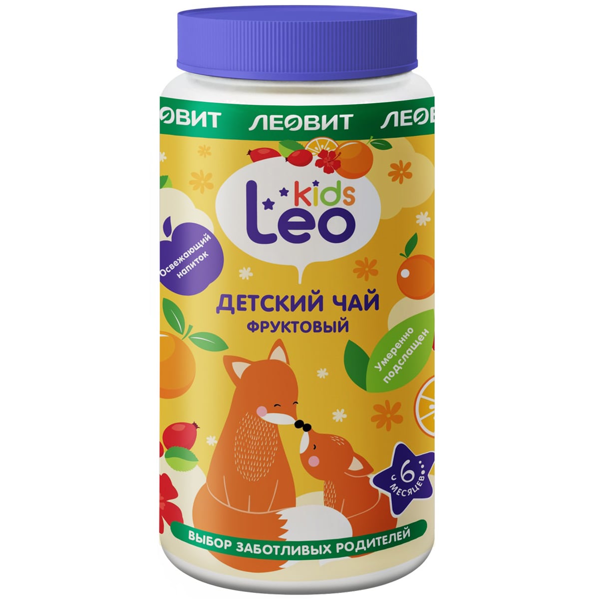 Леовит Детский гранулированный фруктовый чай 6 мес+, 200 г (Леовит, Leo Kids)