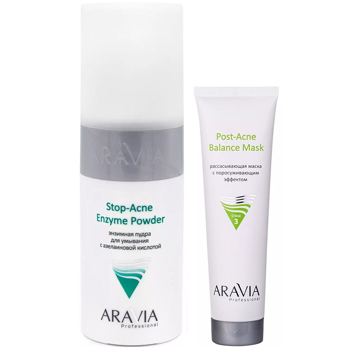 Aravia Professional Набор для проблемной и жирной кожи: маска, 100 мл + энзимная пудра, 150 мл (Aravia Professional, Уход за лицом) средства для умывания irc 247 энзимная пудра с пребиотиками для сухой чувствительной и проблемной кожи