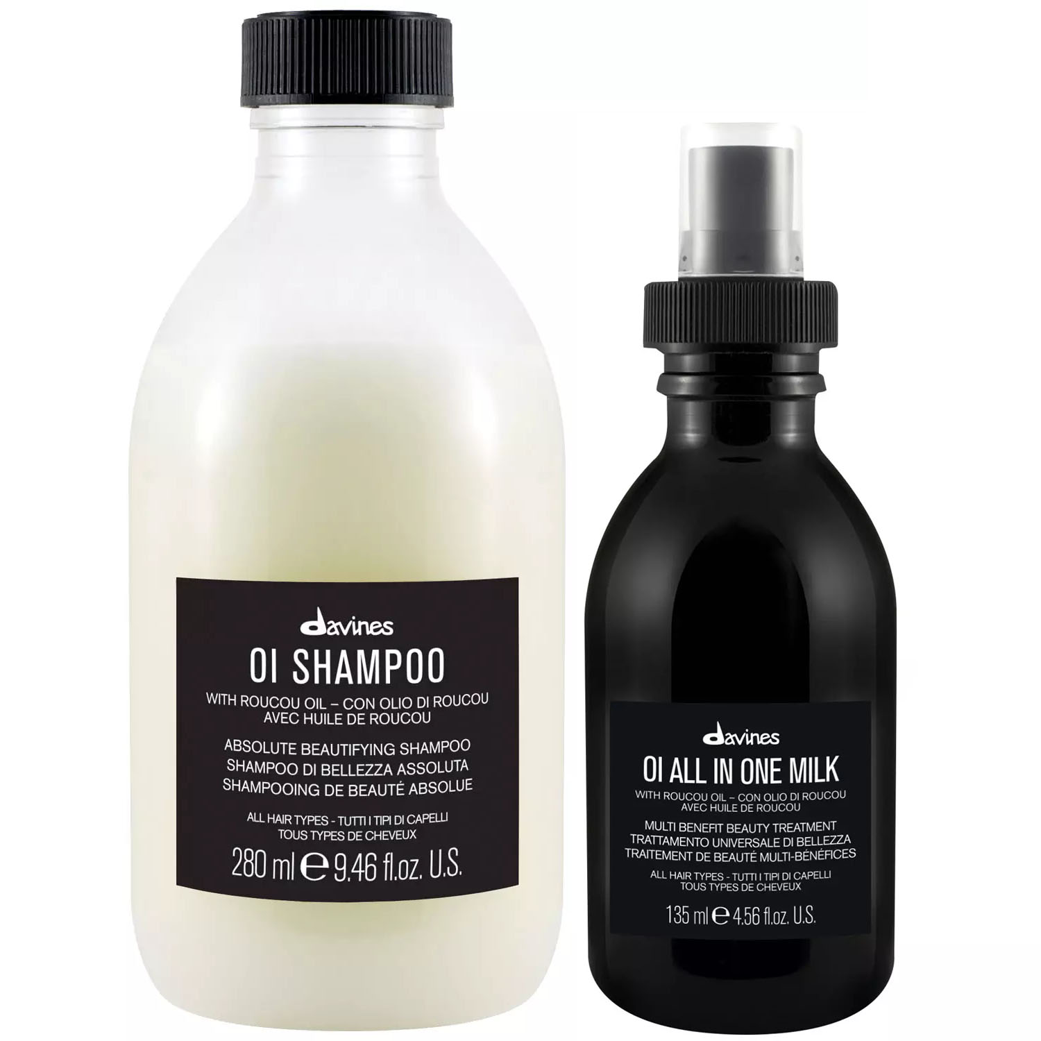 Davines Набор для мягкости волос: шампунь 280 мл + молочко 135 мл (Davines, OI) oi absolute shampoo шампунь для красоты волос 280 мл