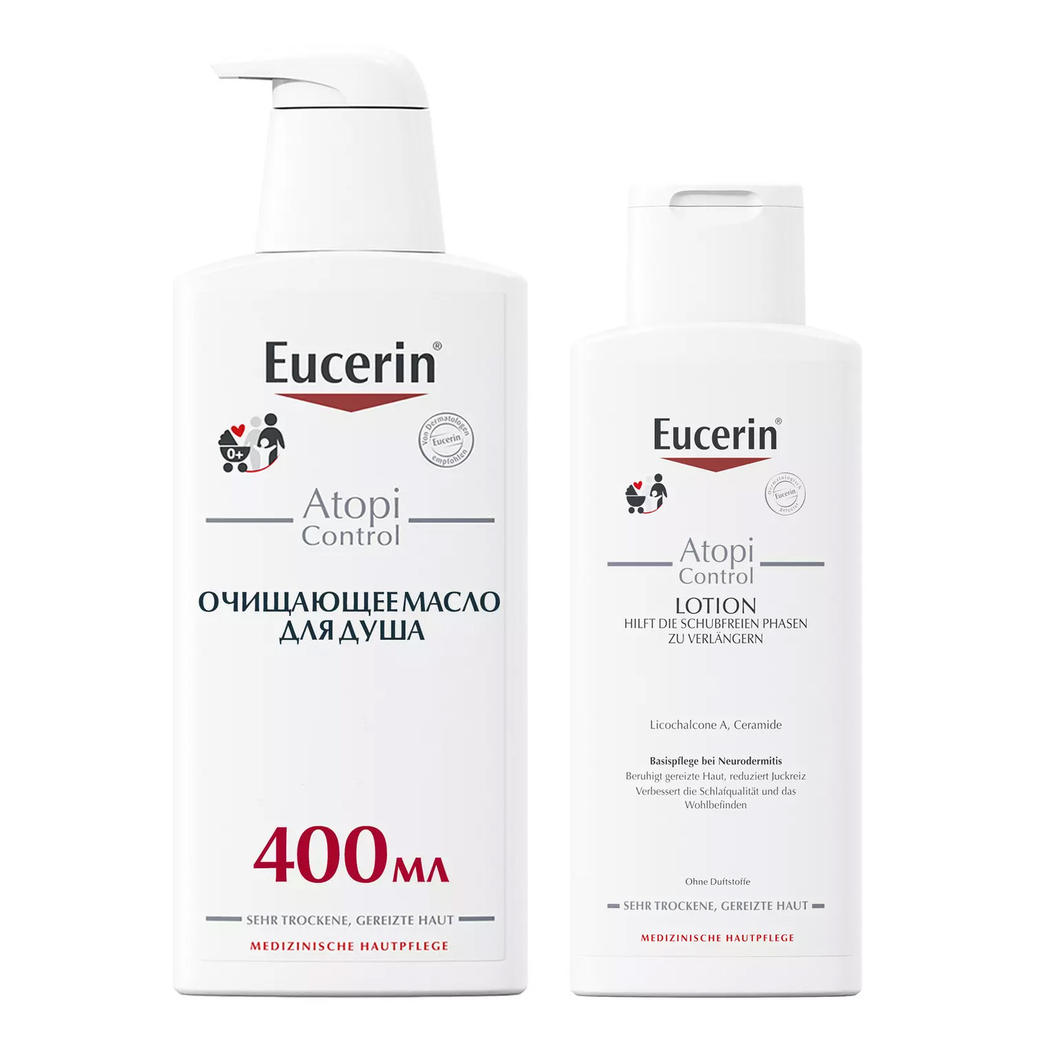 Eucerin Набор для атопичной кожи: масло для душа 400 мл + лосьон 250 мл (Eucerin, Atopi Control)