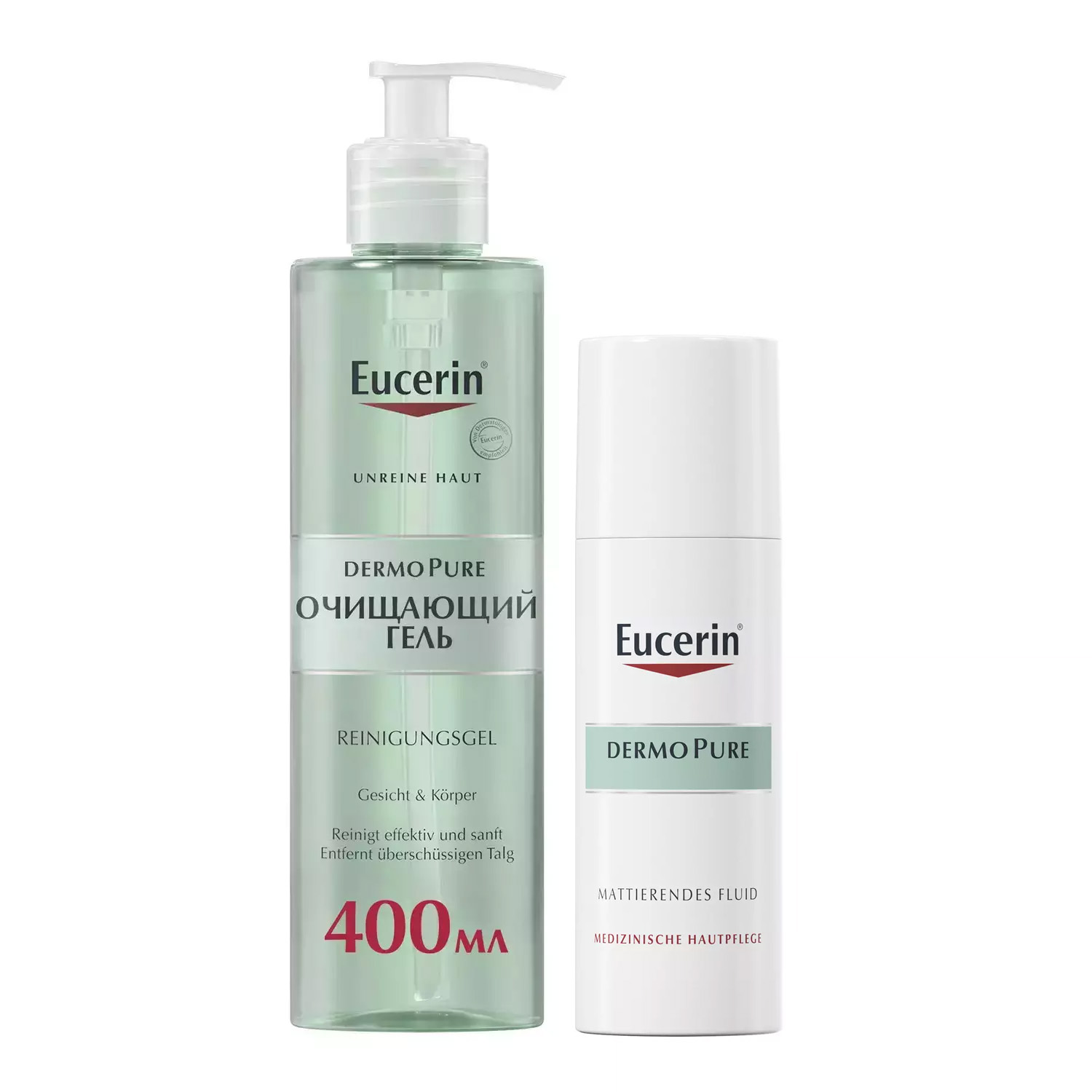 Eucerin Набор матирующий: флюид 50 мл + гель 400 мл (Eucerin, DermoPure) фагодерм гель для проблемной кожи с бактериофагами 50 мл