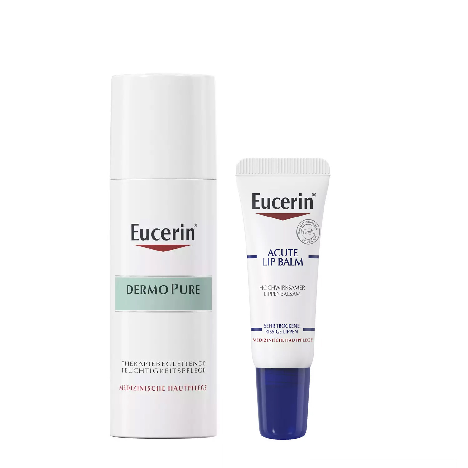 Eucerin Набор успокаивающий для проблемной кожи: бальзам для губ 10 мл + крем 50 мл (Eucerin, DermoPure) eucerin успокаивающий увлажняющий крем для проблемной кожи 50 мл eucerin dermopure