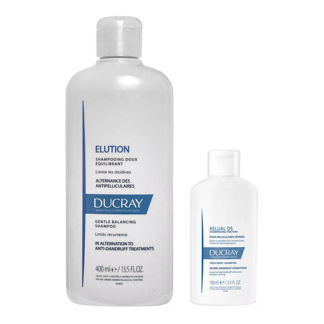 Ducray Набор Балансирующий для волос: балансирующий шампунь 400 мл + шампунь от перхоти 100 мл (Ducray, Elution)