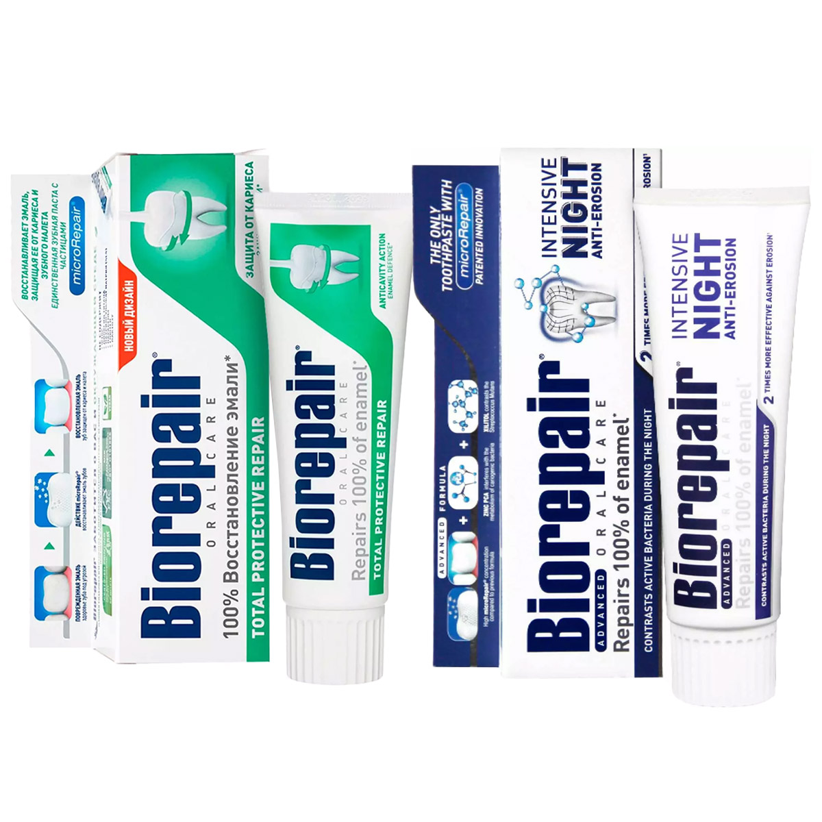 Biorepair Набор зубных паст для комплексного ухода за полостью рта, 2х75 мл (Biorepair, Ежедневная забота) цена и фото