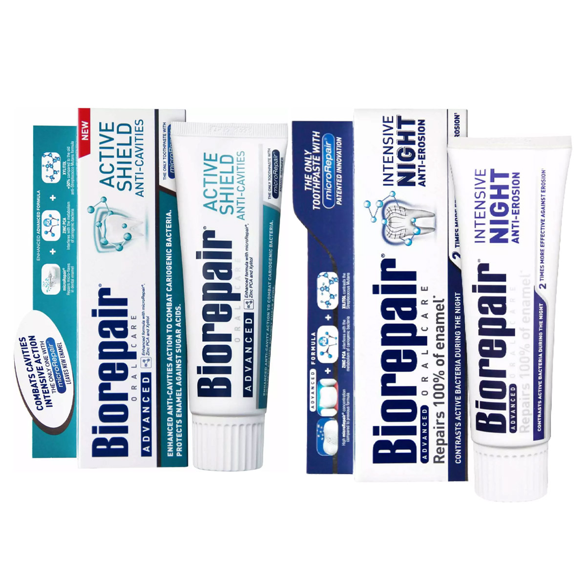 Biorepair Набор зубных паст для защиты эмали, 2х75 мл (Biorepair, Отбеливание и лечение) biorepair набор зубных паст для комплексной защиты зубов и эмали 2х75 мл biorepair ежедневная забота