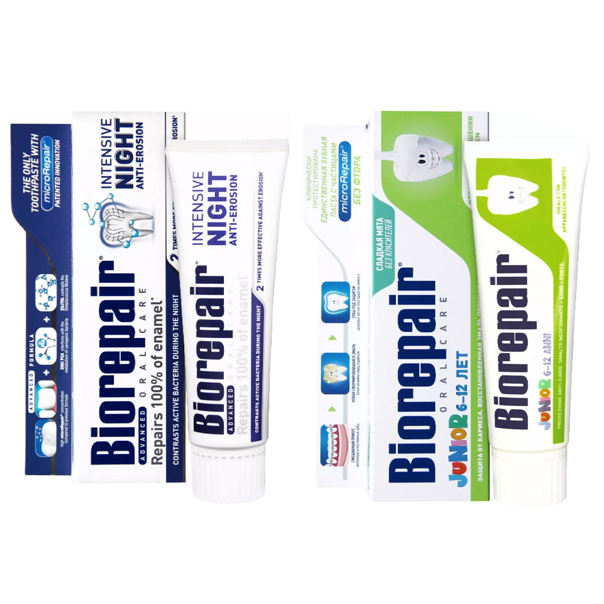 Biorepair Набор зубных паст для всей семьи, 2х75 мл (Biorepair, Ежедневная забота) цена и фото