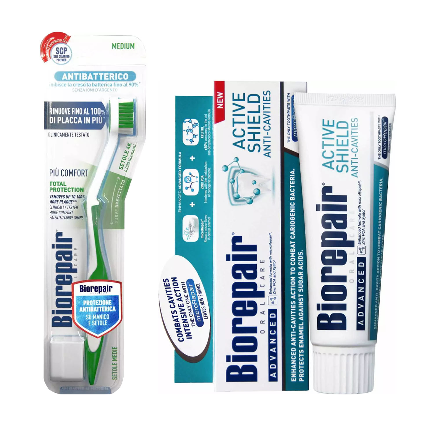Biorepair Набор для защиты эмали: зубная паста 75 мл + зубная щетка (Biorepair, Отбеливание и лечение)