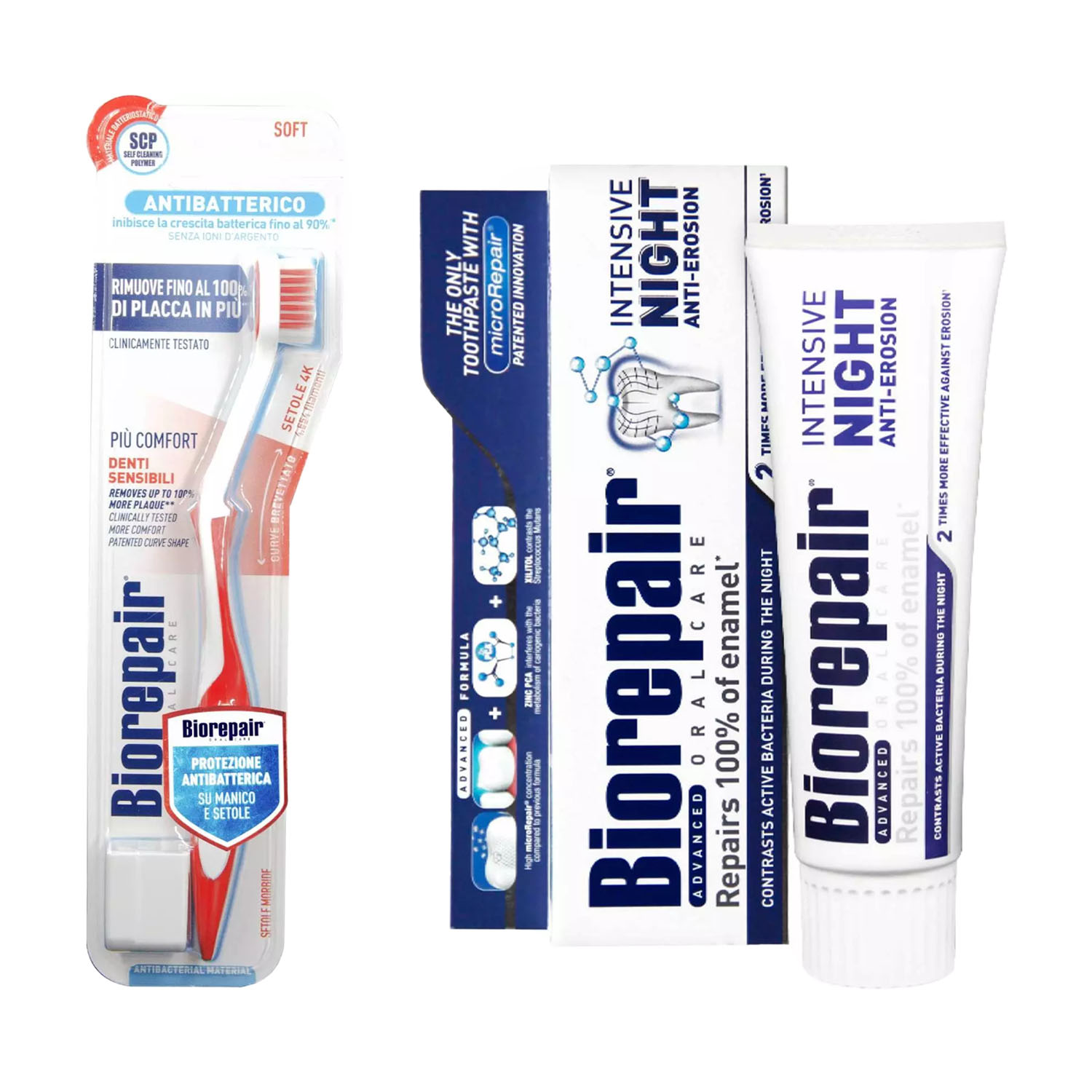 цена Biorepair Набор для чувствительных зубов: зубная паста 75 мл + зубная щетка (Biorepair, Ежедневная забота)