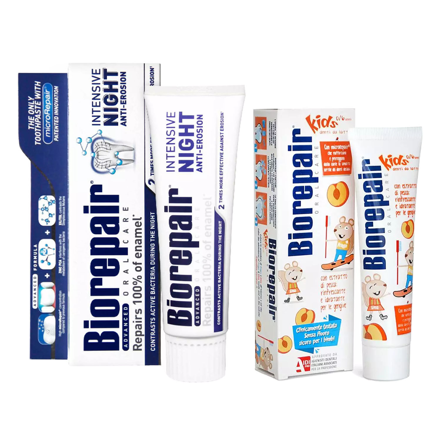 Biorepair Набор для полости рта для детей: зубная паста 50 мл + 75 мл (Biorepair, Ежедневная забота)