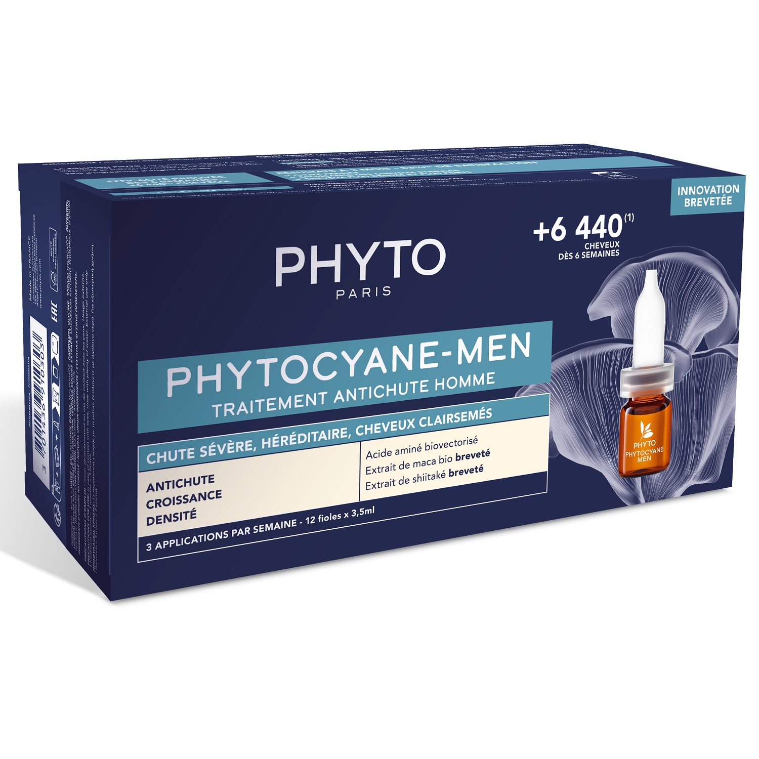 Phyto Сыворотка против выпадения волос для мужчин, 12 флаконов х 3,5 мл (Phyto, Phytocyane) phyto набор для мужчин сыворотка от выпадения волос 12х3 5 мл шампунь 100 мл phyto phytocyane