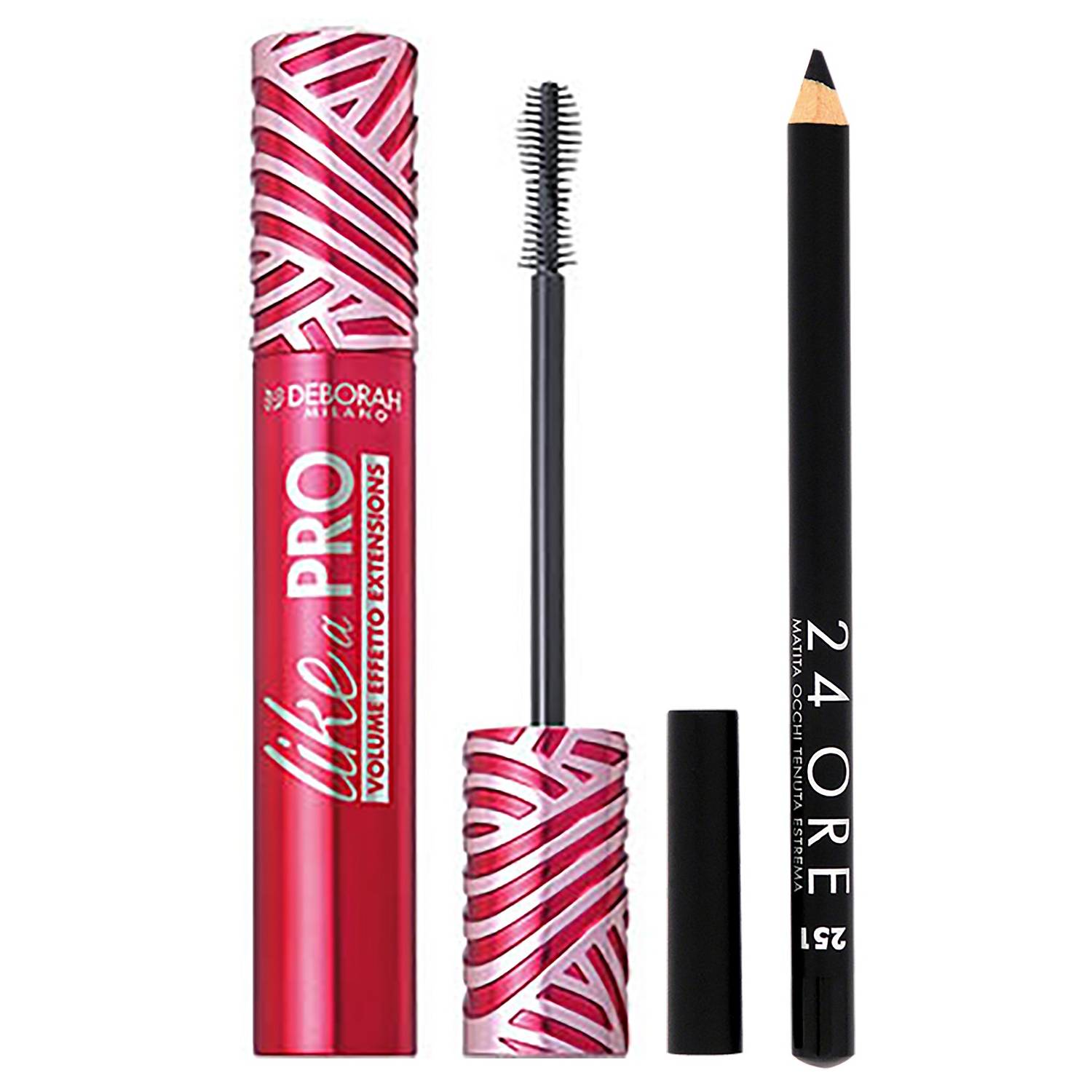 Дебора Подарочный набор № 1 в стальном футляре: тушь для ресниц Like A Pro + карандаш для век 24Ore Long Lasting (Deborah, Sets) фото 1