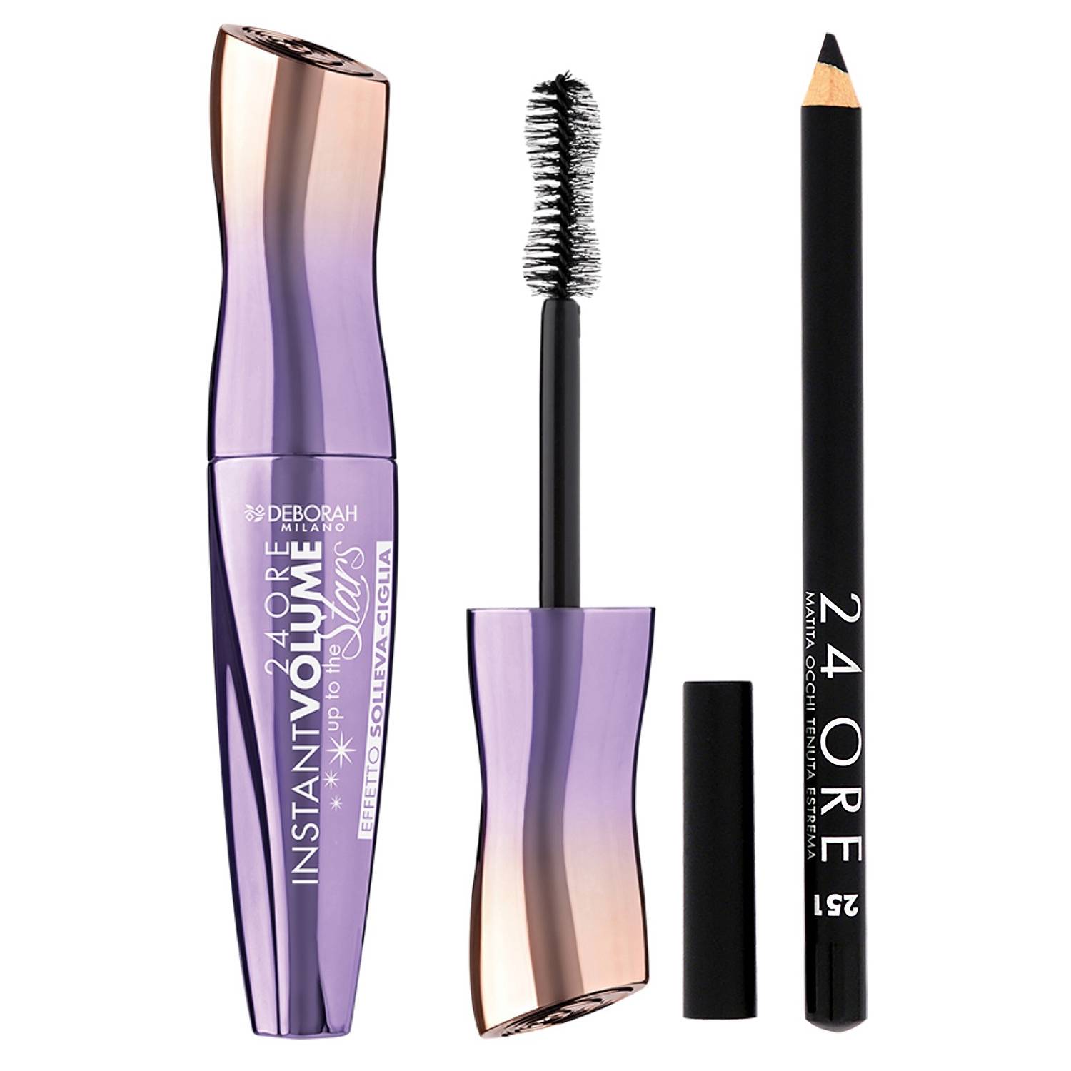 Дебора Подарочный набор № 2 в стальном футляре: тушь для ресниц Volume Up To The Stars + карандаш для век 24Ore Long Lasting (Deborah, Sets) фото 1
