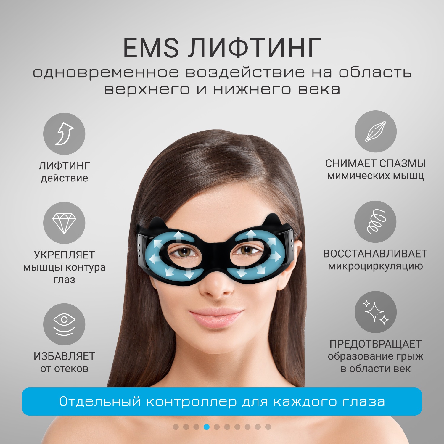 Жезатон Массажер-маска для безоперационной блефаропластики и омоложения кожи век Biolift iMask (Gezatone, Массажеры для глаз) фото 4