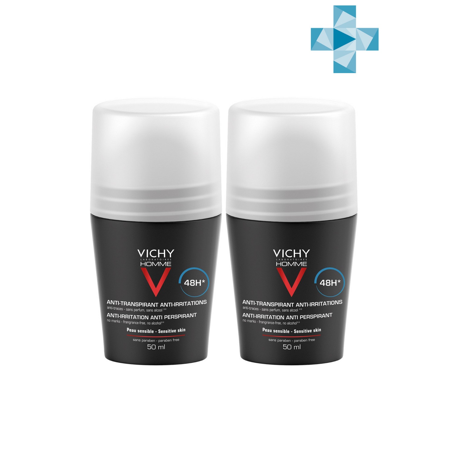 Vichy Набор Мужской Дезодорант для чувствительной кожи 48 ч, 50 мл х 2 шт (Vichy, Vichy Homme)