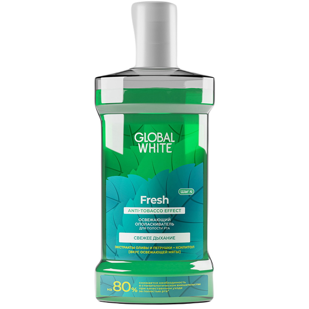 Global White Освежающий ополаскиватель для полости рта Fresh, 300 мл (Global White, Поддержание результата)