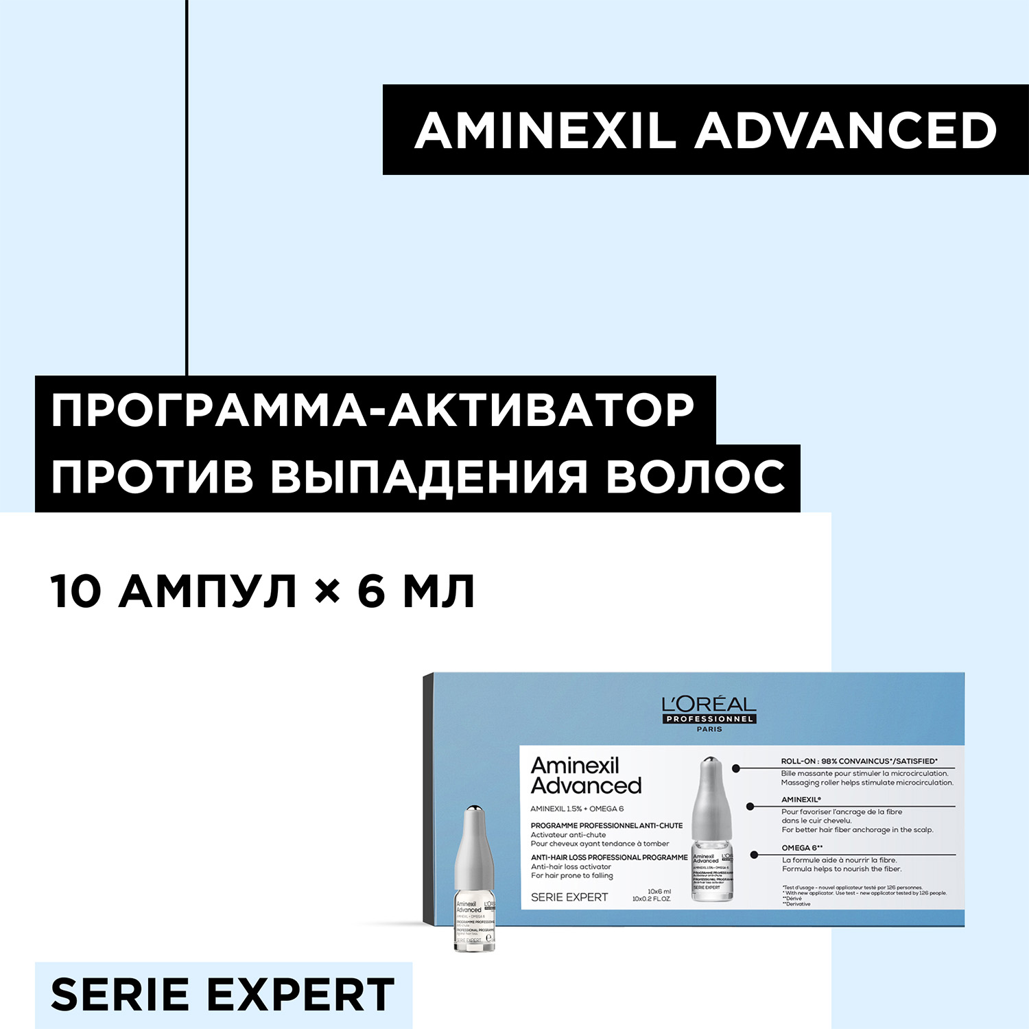 Лореаль Профессионель Программа Aminexil Advanced от выпадения волос, 10 ампул х 6 мл (L'oreal Professionnel, Serie Expert) фото 4