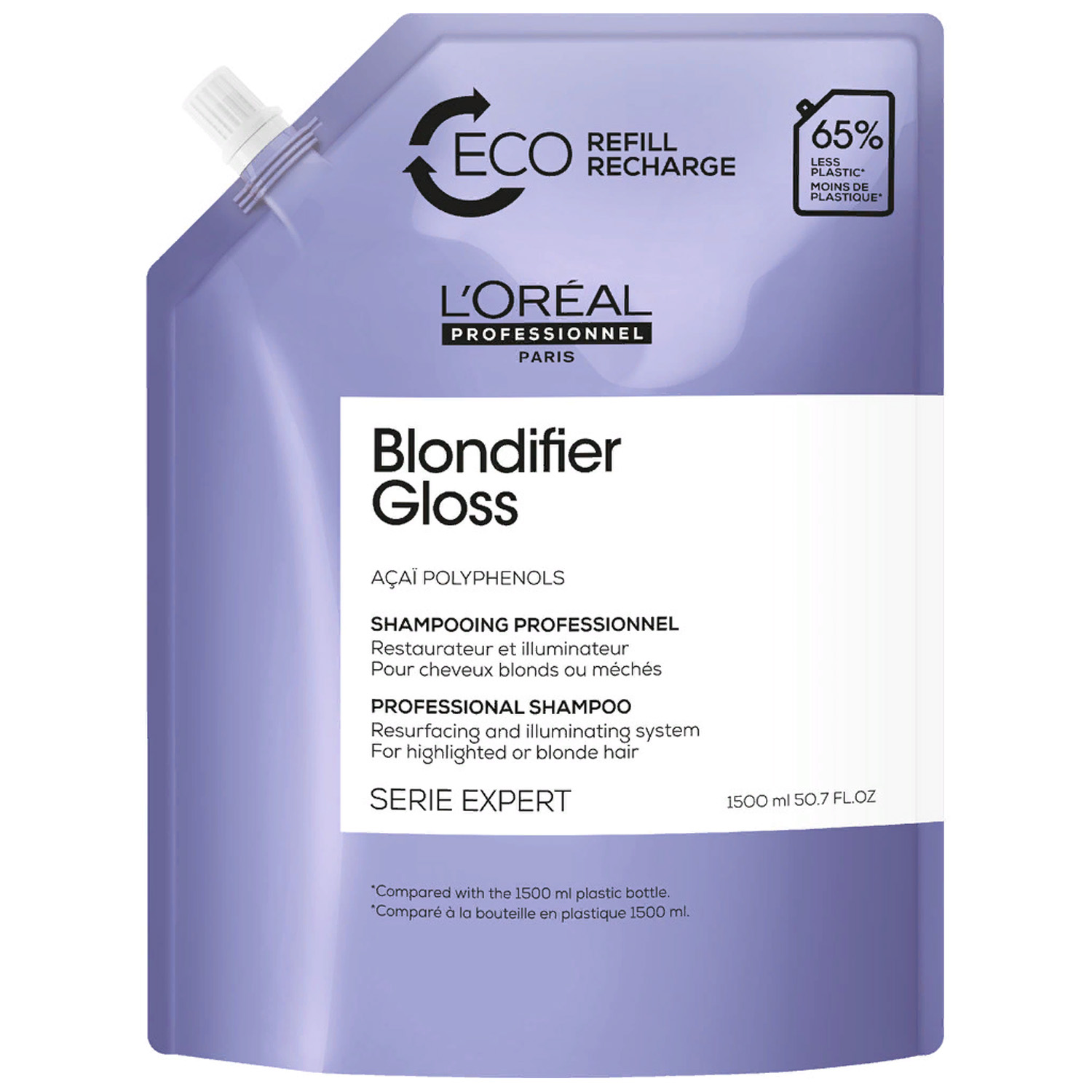 Loreal Professionnel Восстанавливающий шампунь Blondifier Gloss для мелированных и осветленных волос, рефил, 1500 мл (Loreal Professionnel, Serie Expert)