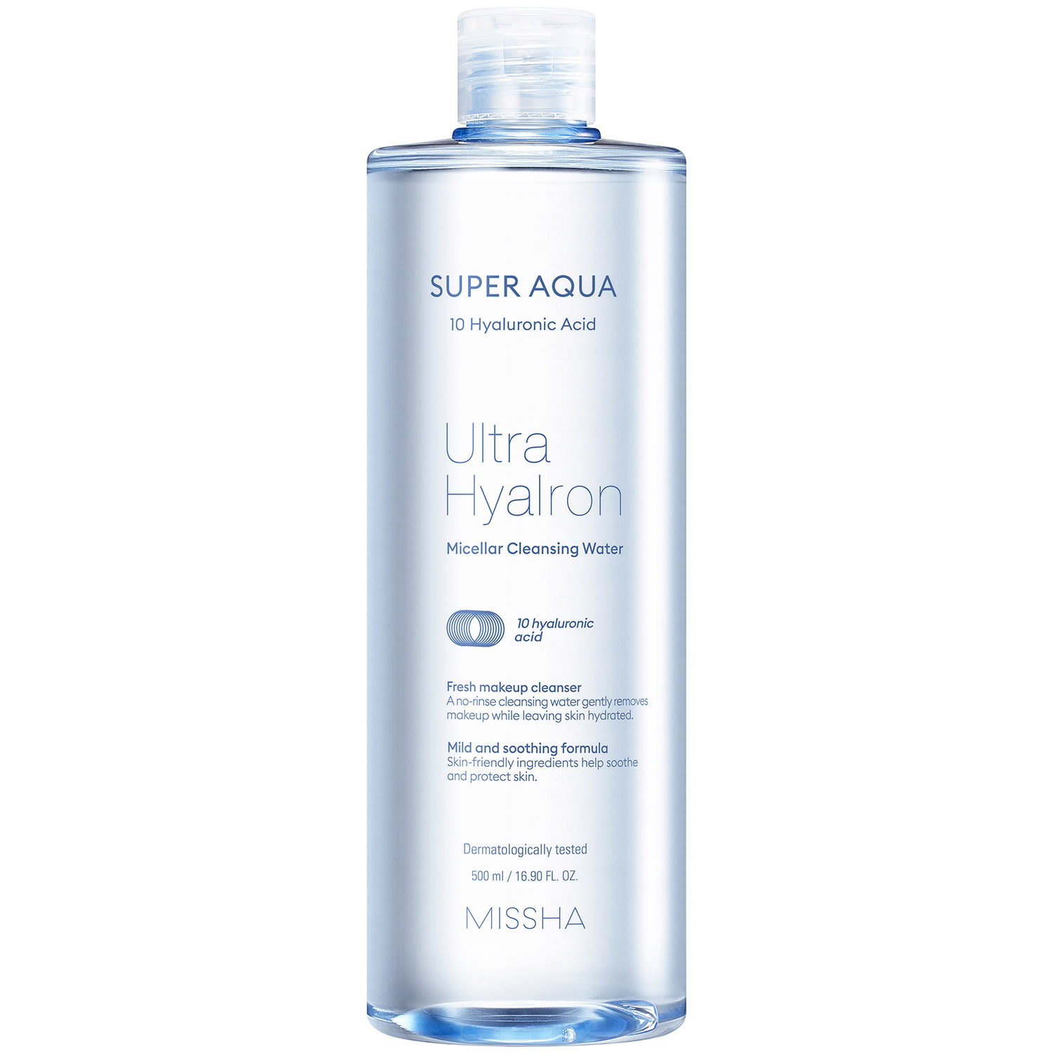 Missha Мицеллярная вода Ultra Hyalron, 500 мл (Missha, Super Aqua) мицеллярная вода missha мицеллярная вода super aqua ultra hyalron с гиалуроновой кислотой