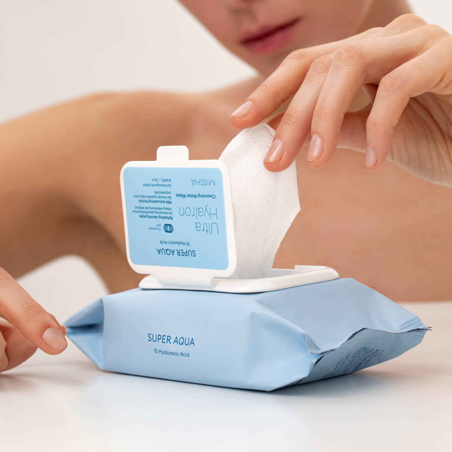 Миша Салфетки для умывания и снятия макияжа Ultra Hyalron, 30 шт (Missha, Super Aqua) фото 4
