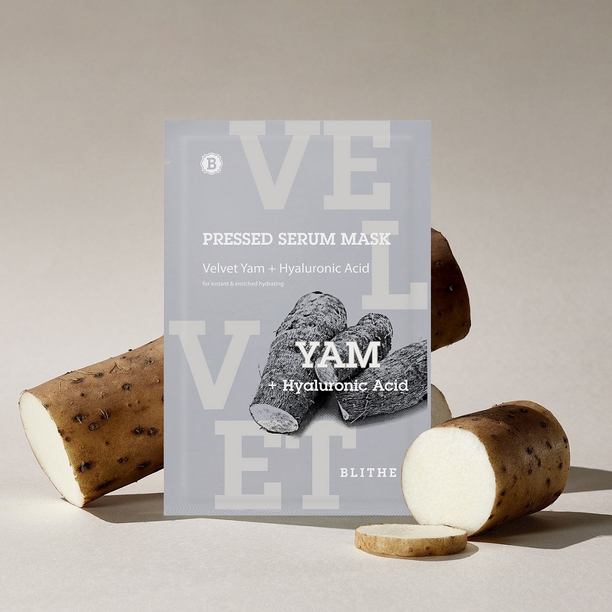 Blithe Тканевая маска увлажняющая Бархатный Ямс  Blithe Pressed Serum Mask Velvet Yam  Hyaluronic Acid, 22 г. фото