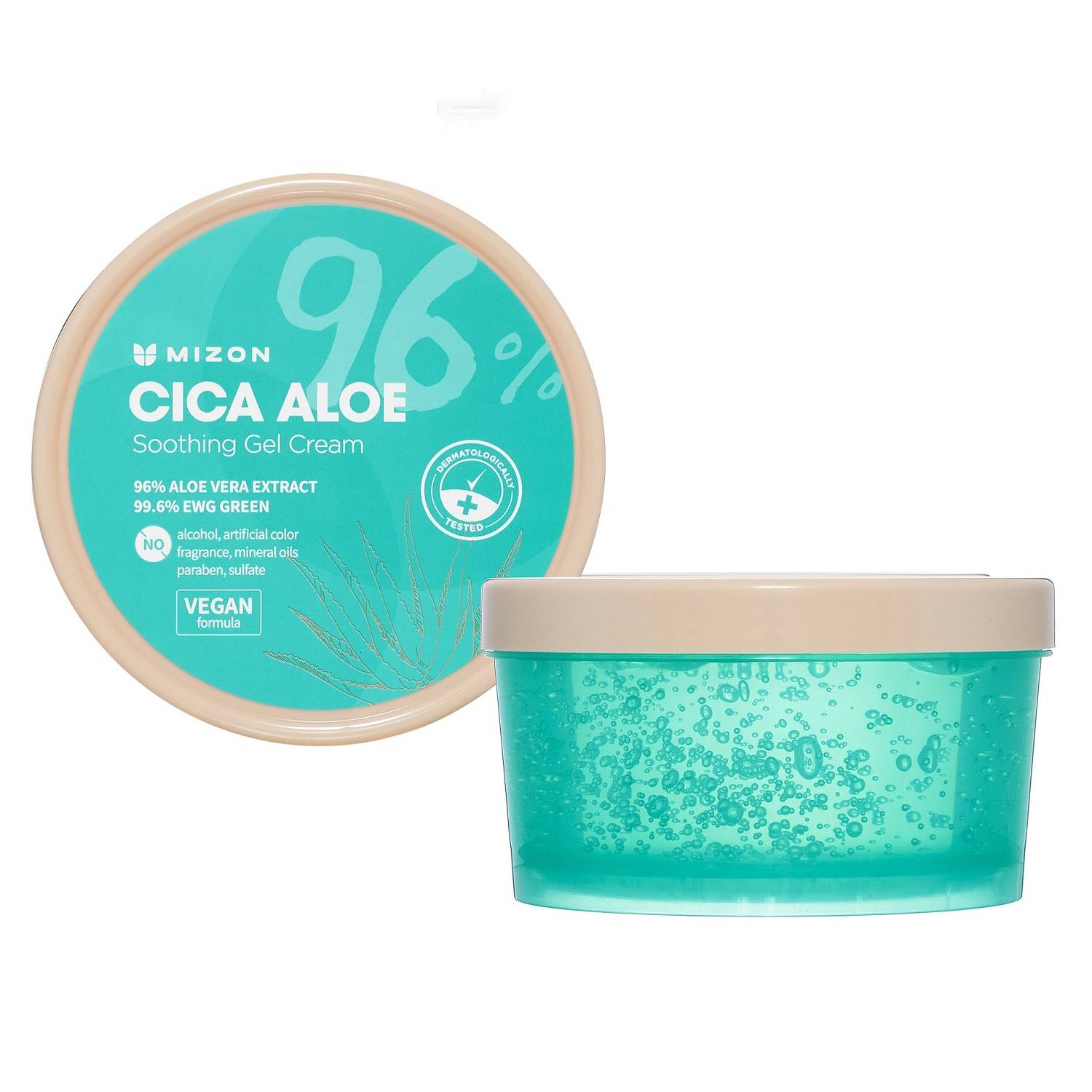 Мизон Успокаивающий гель-крем с экстрактами алоэ и центеллы азиатской Aloe Soothing Gel Cream, 300 мл (Mizon, Cica) фото 0