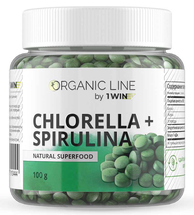  Комплекс Chlorella + Spirulina, 100 г (1Win, Superfood) фото 0