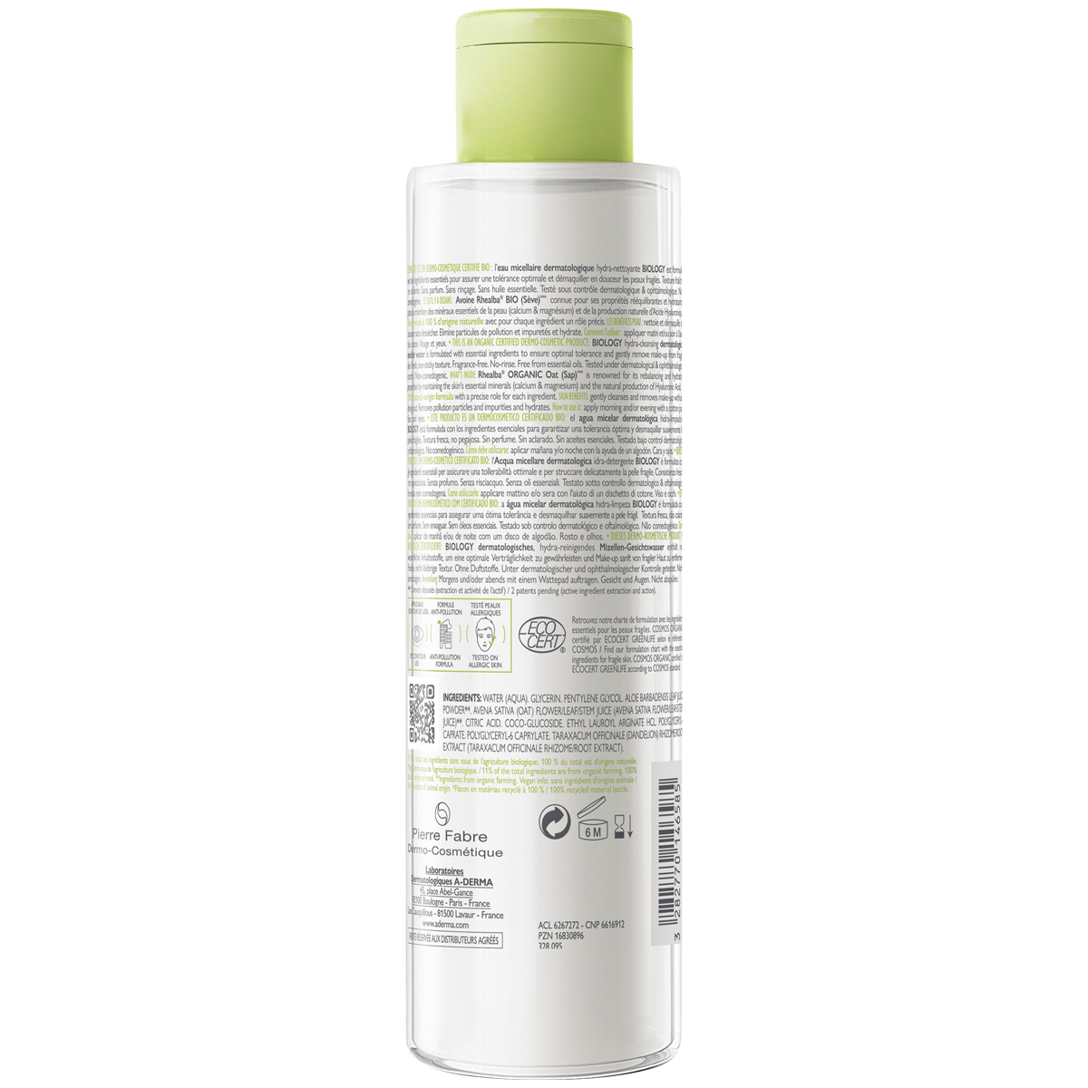 Адерма Дерматологическая мицеллярная вода для хрупкой кожи, 200 мл (A-Derma, Biology) фото 8