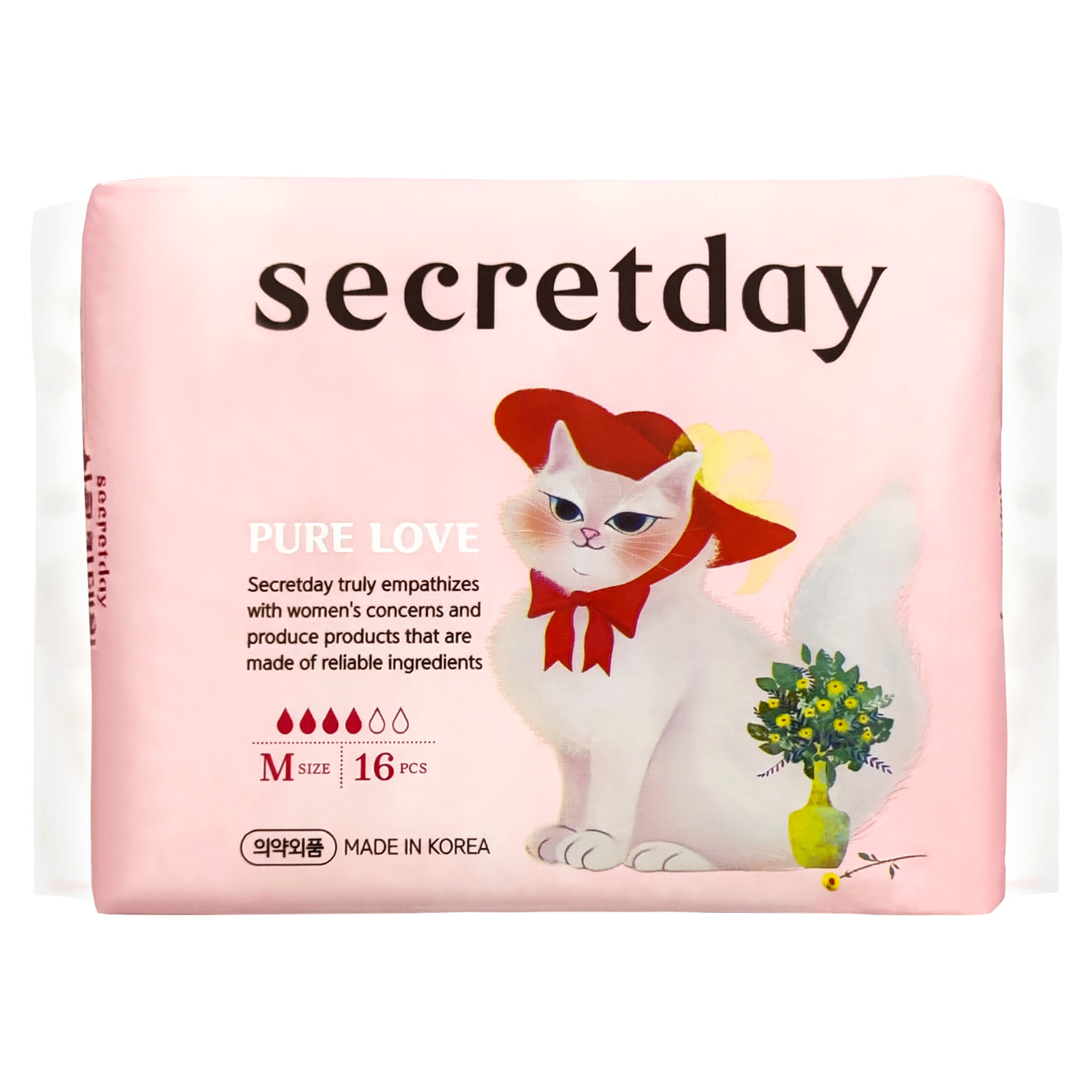 

Secret Day Хлопковые гигиенические прокладки Pure Love размер М, 16 шт (Secret Day, Прокладки), Прокладки