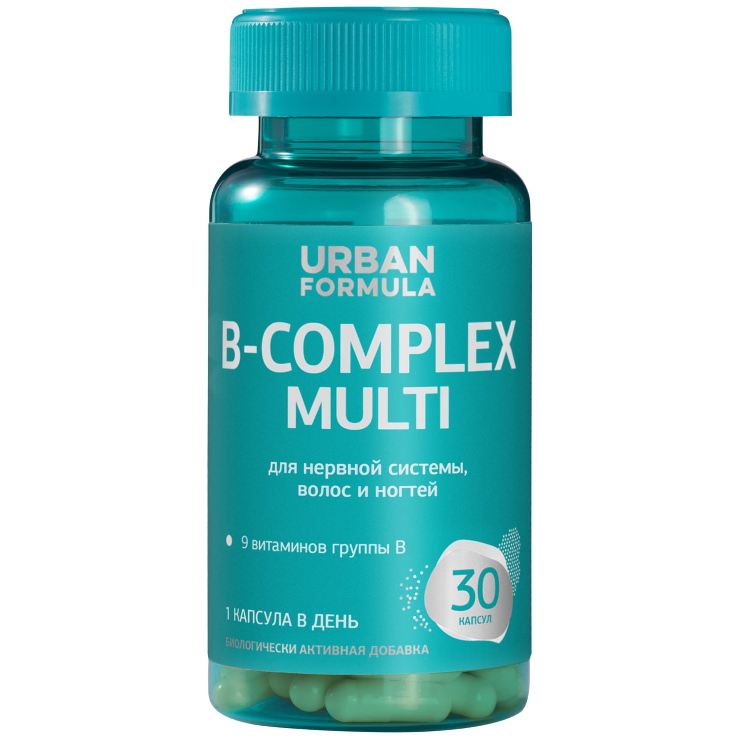 Urban Formula Комплекс витаминов группы B для нервной системы, красивых волос и ногтей B-Complex Multi, 30 капсул (Urban Formula, Basic)
