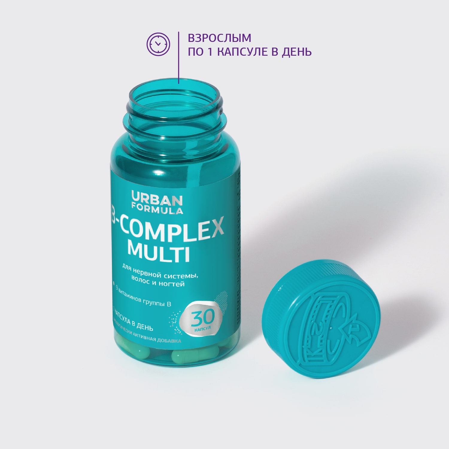 Урбан Формула Комплекс витаминов группы B для нервной системы, красивых волос и ногтей B-Complex Multi, 30 капсул (Urban Formula, Basic) фото 3