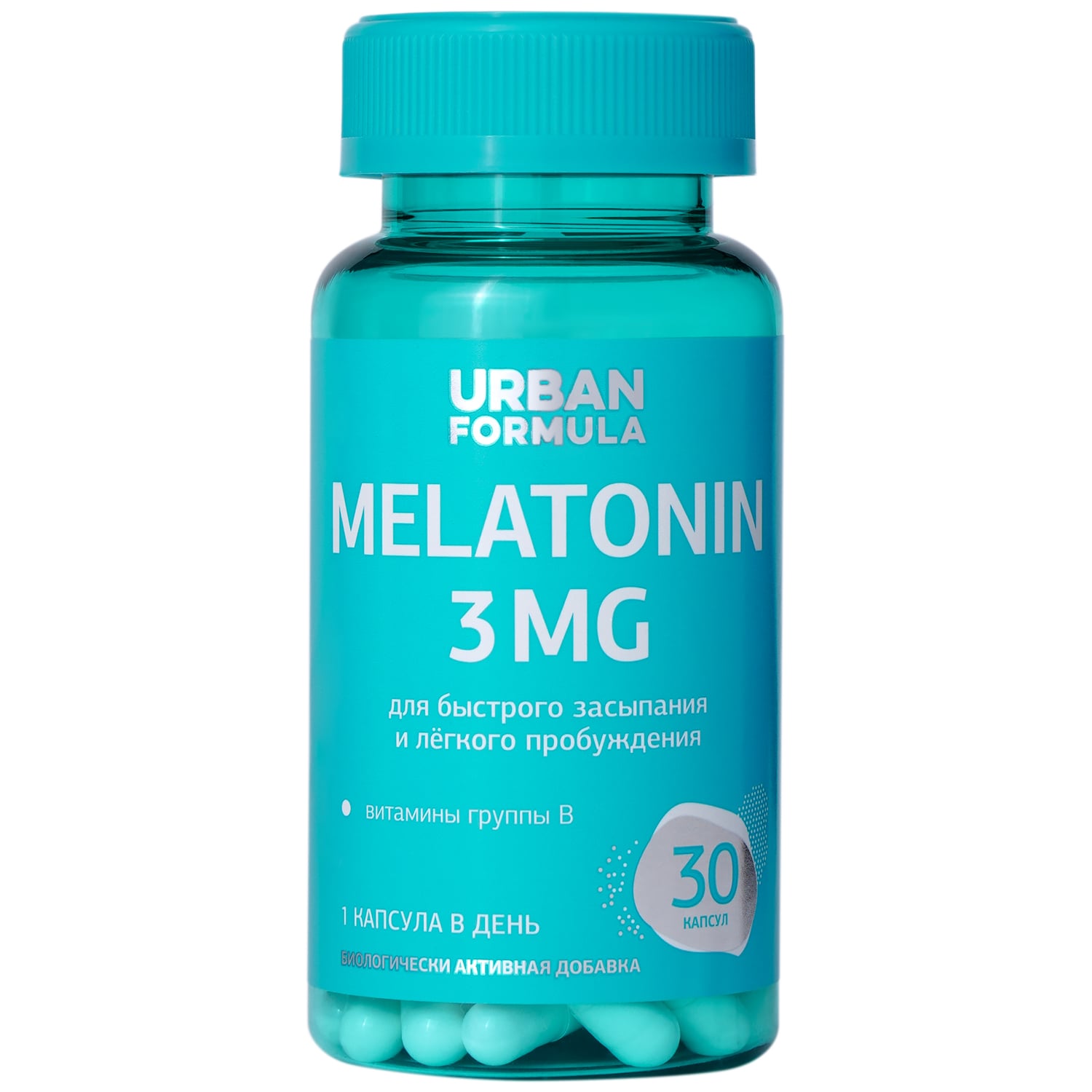 Урбан Формула Комплекс для сна Melatonin 3 мг, 30 капсул х 360 мг (Urban Formula, Basic) фото 0