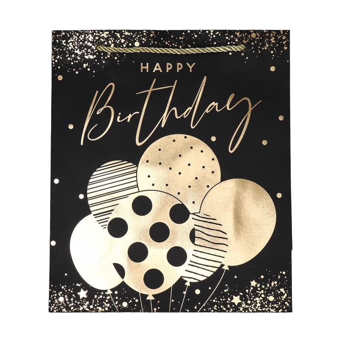 Пакет подарочный Happy Birthday чёрный крафт 23 × 27 × 11,5 см (Подарочная упаковка, Пакеты)  Пакет подарочный Happy Birthday чёрный крафт 23 × 27 × 11,5 см (Подарочная упаковка, Пакеты) фото 3