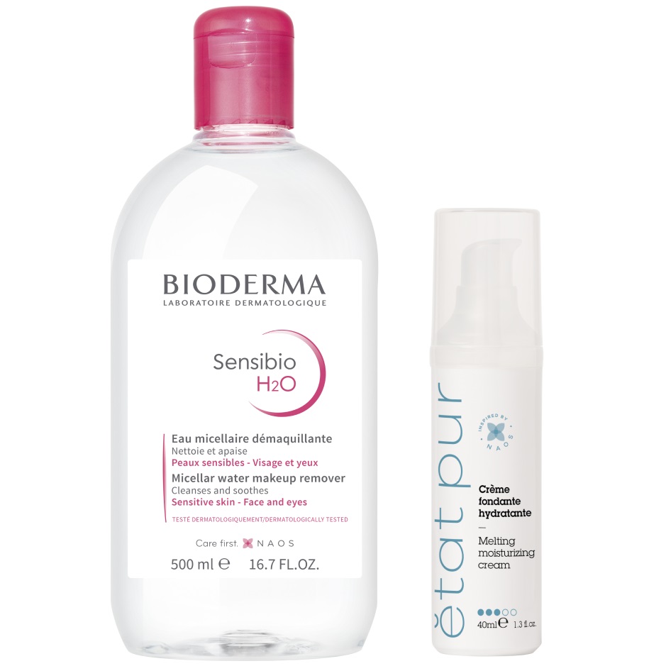 Bioderma Набор Очищение и интенсивное увлажнение для чувствительной, склонной к покраснениям и раздражениям кожи (Bioderma, Sensibio) биодерма сенсибио н2о вода мицеллярная 500мл 2 50% на второй продукт