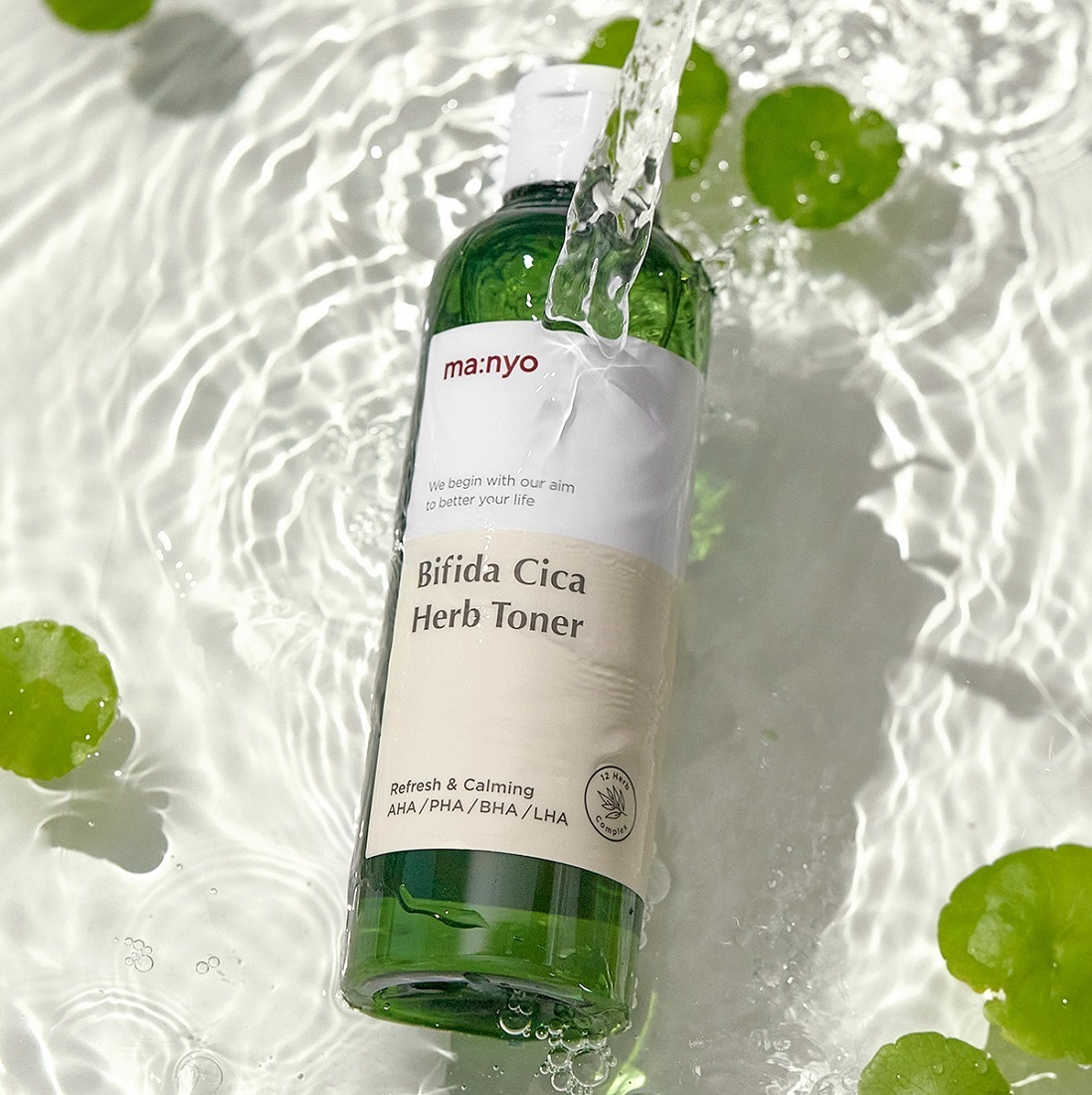 Маньо Очищающий тонер с кислотами и лизатами для чувствительной кожи лица Cica Herb Toner, 210 мл (Manyo, Bifida) фото 1